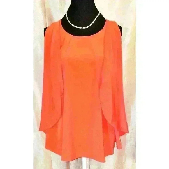 DIANE GILMAN Womans Top TOMATO RED ORANGE Shirt LIGHTWEIGHT Swing Panels size XS - Picture 1 of 6